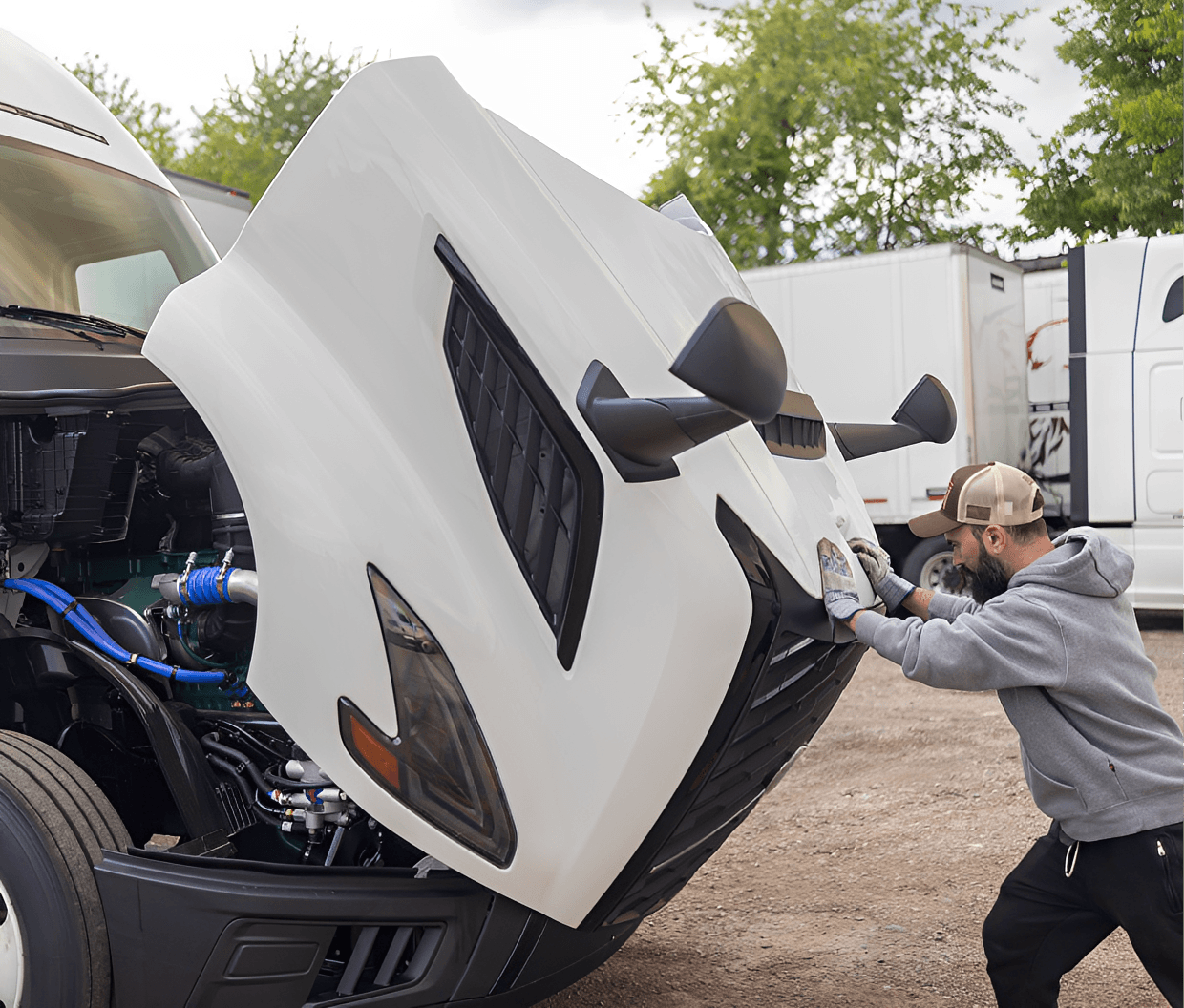 Truck maintenance in progress