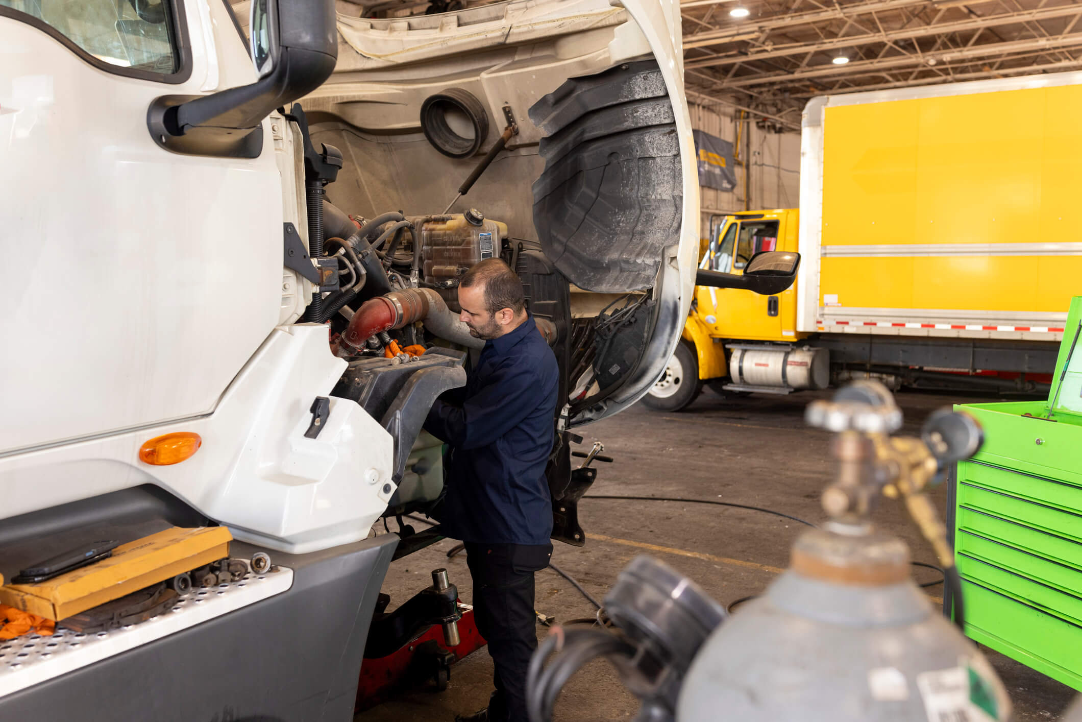 Truck repair in garage